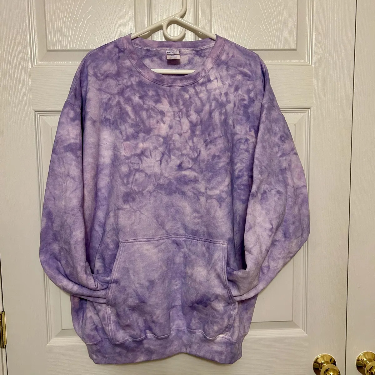 Sage Crumple Tie Dye Fleece Sweatshirt | Kangaroo Pocket, Unisex Pullover Loungewear | Etsy (US)