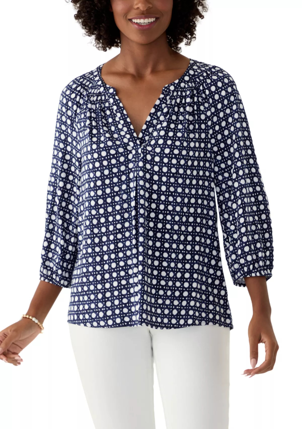 Women's Printed Peasant Top | Belk