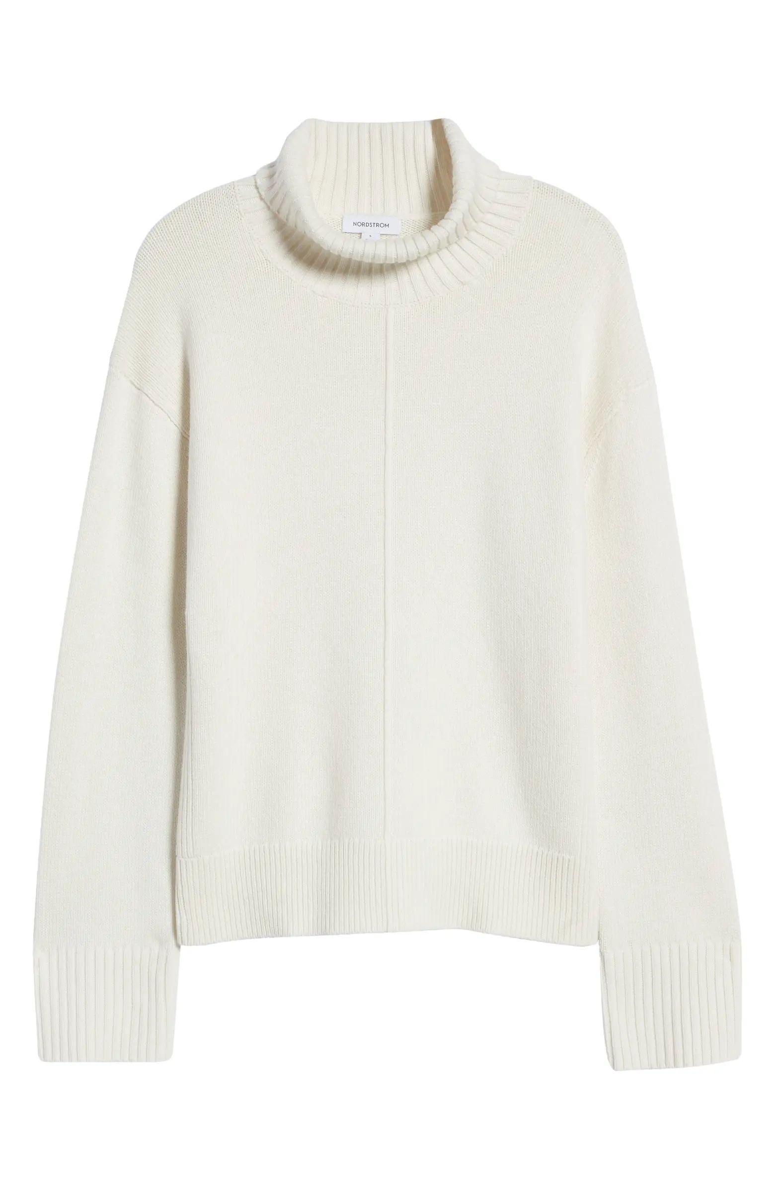 Boxy Cotton & Wool Funnel Neck Sweater | Nordstrom