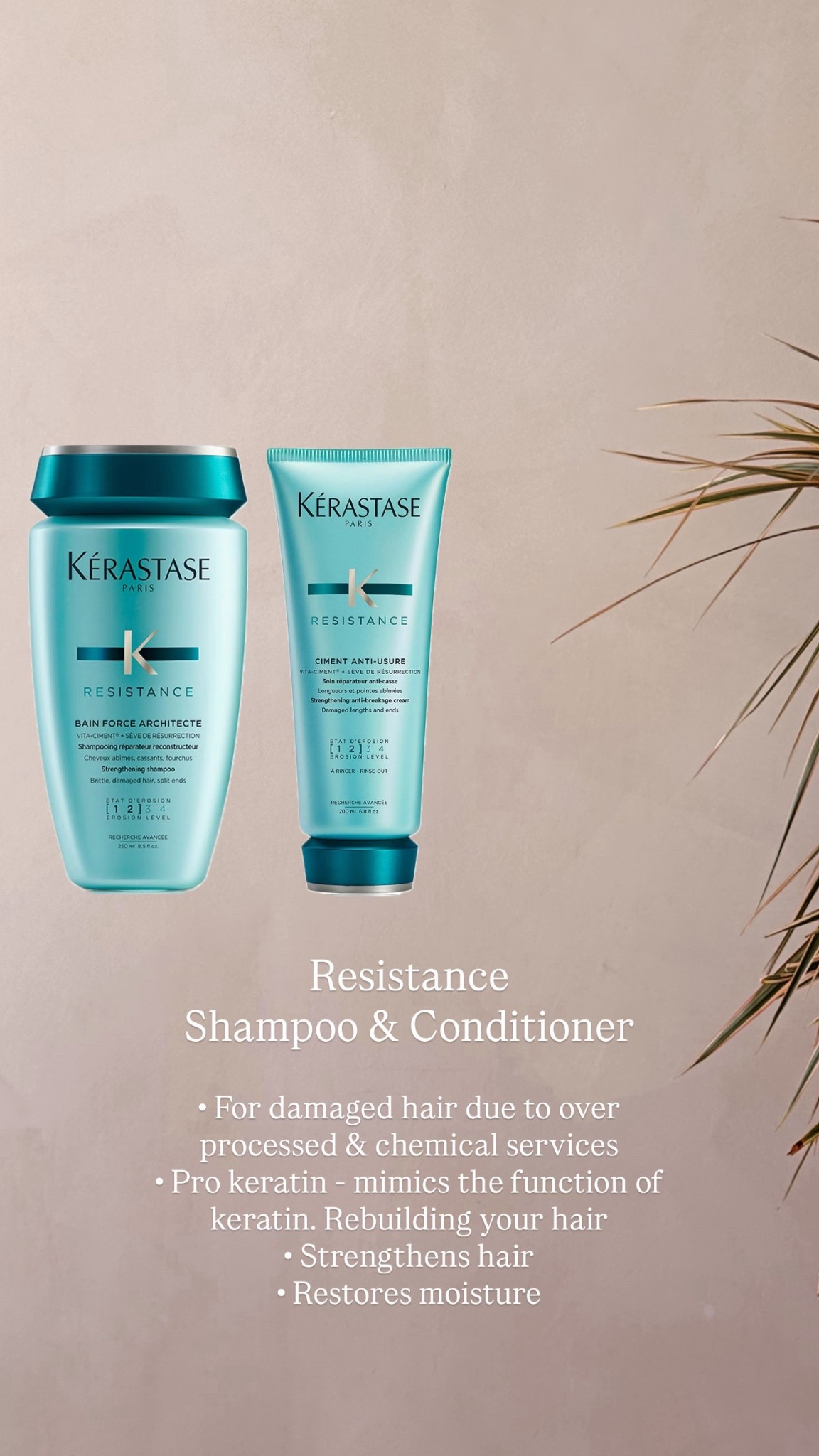 Resistance shampoo and conditioner
For dry and damaged hair from over processing/heat damage
Restore’s moisture and hydration

#LTKluxury #LTKbeauty #LTKstyletip