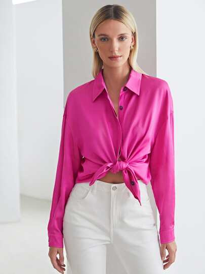 MOTF PREMIUM VISCOSE DROP SHOULDER BLOUSE | SHEIN