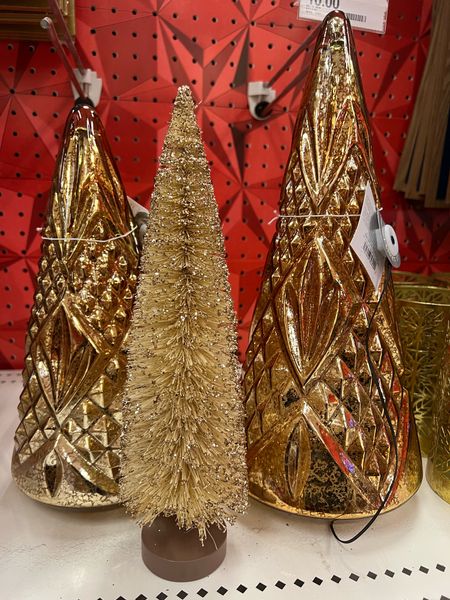 Glass pre lit trees 
Bottle Brush trees 

#LTKhome #LTKunder50 #LTKHoliday