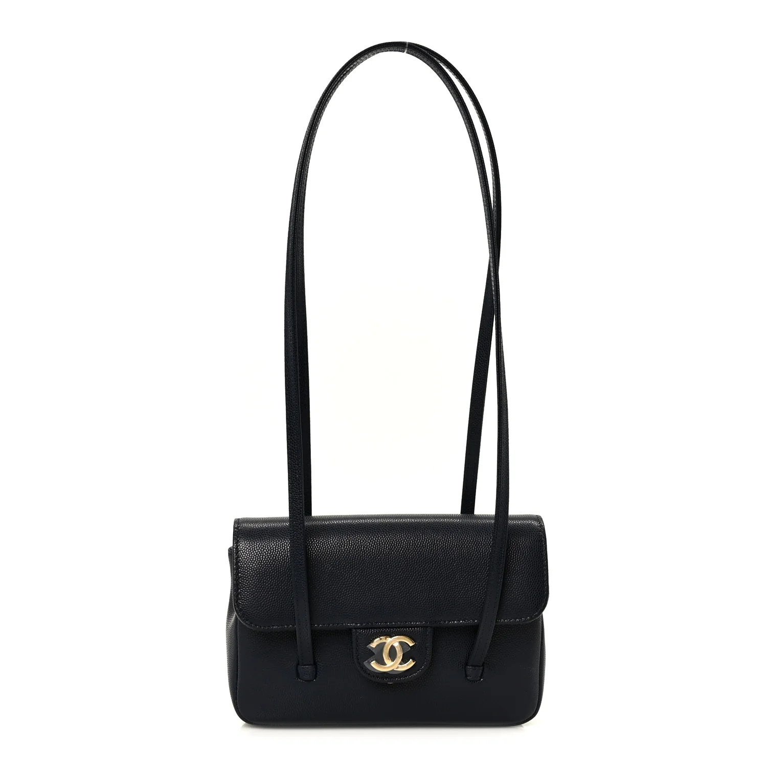 Shiny Caviar Mini Preppy Coco Shoulder Bag Dark Blue | FASHIONPHILE (US)