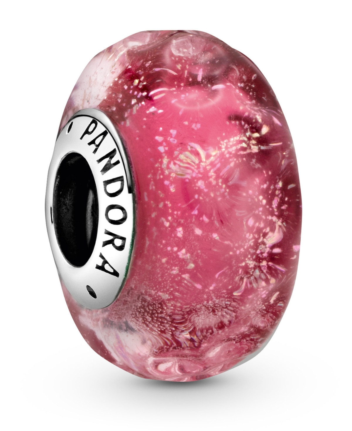 Pandora Sterling Silver Wavy Fancy Pink Murano Glass Charm - Pink | Macy's