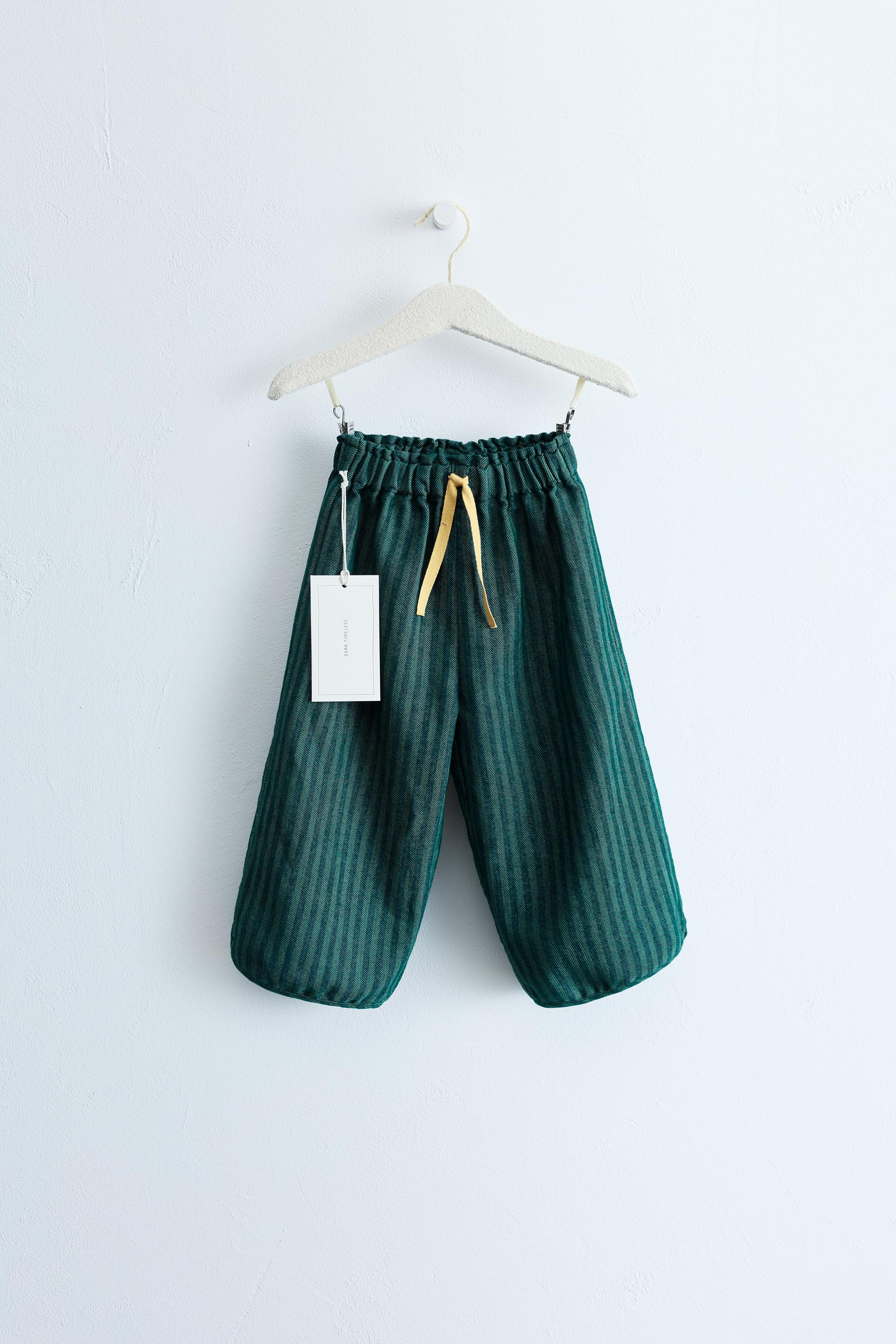 Zara - Zara Timeless - Striped Balloon Pants - Green - 4 Years (40,9 Inches) - Kids | Zara US