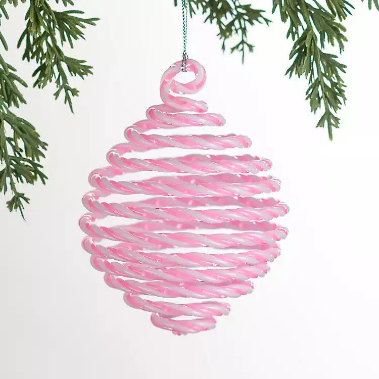 Pink Candy Cane Spiral Ornament | Kirklands Home | Kirklands
