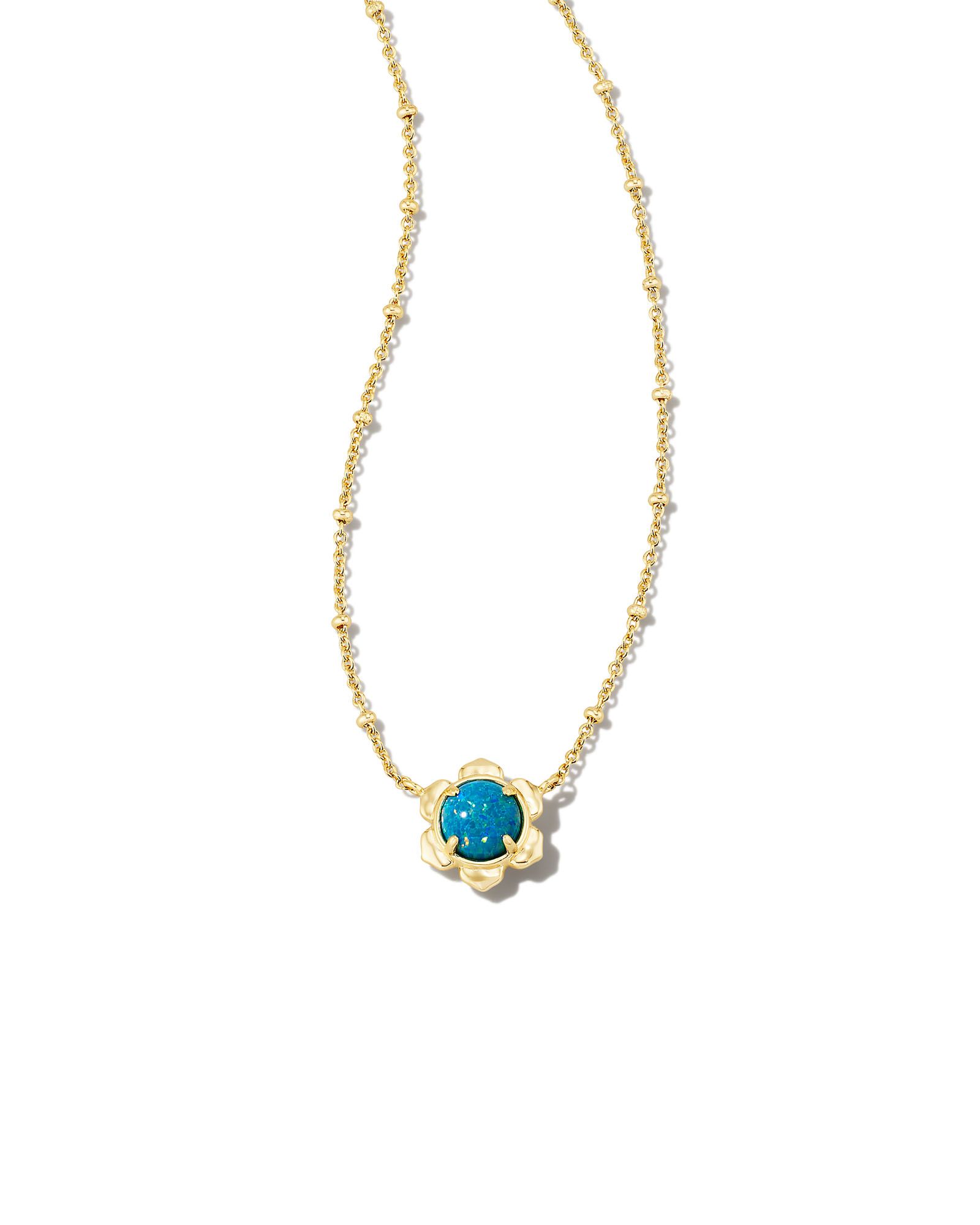 Susie Gold Short Pendant Necklace in Bright White Kyocera Opal | Kendra Scott