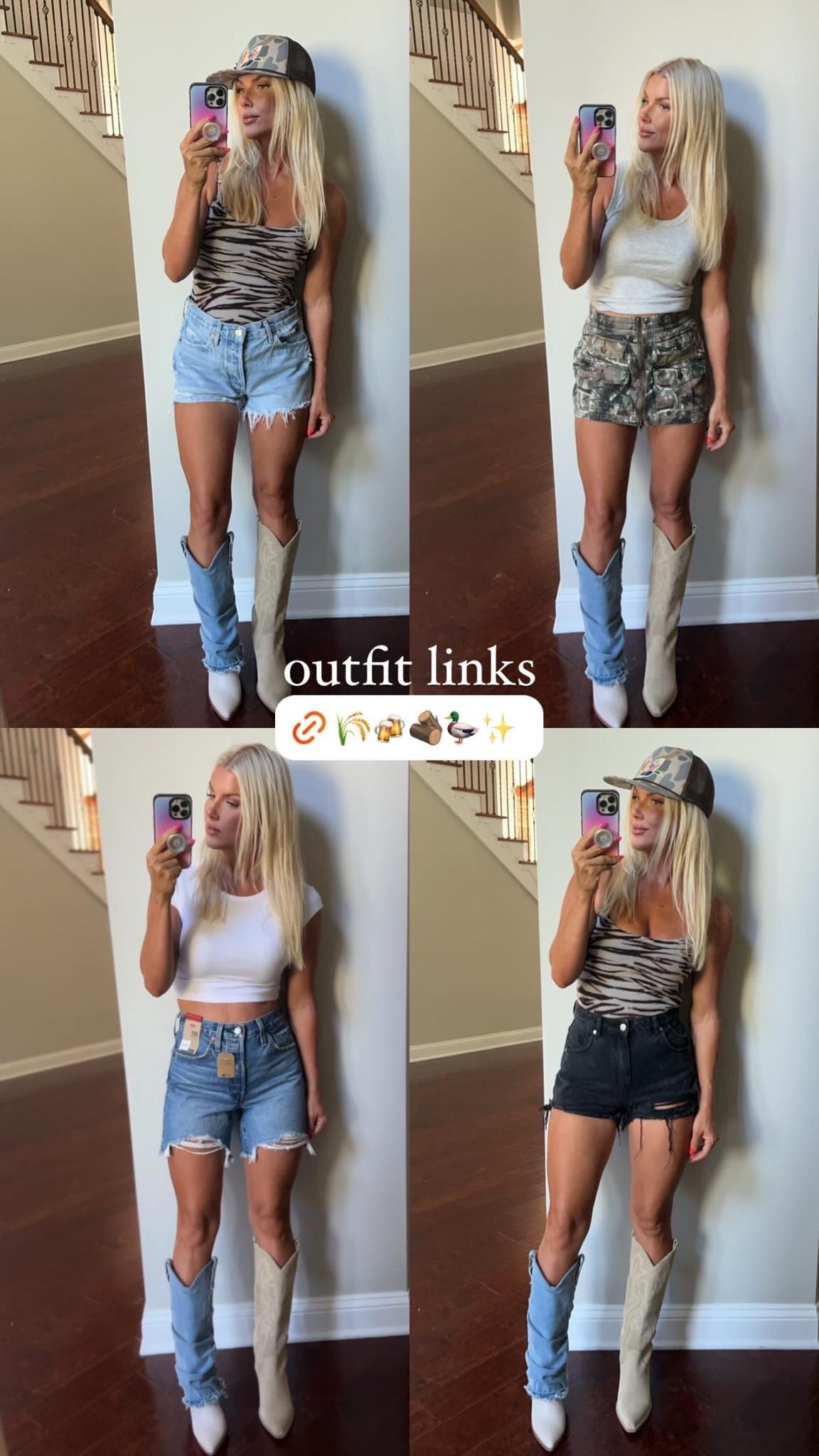 Country concert looks 

Zebra top is Zara. 
White tee is Zara  