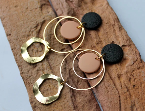 Polymer Clay Earrings, Unique Dangles.Geometric earrings,Minimalist Earrings,Modern Jewelry. Hand... | Etsy (US)