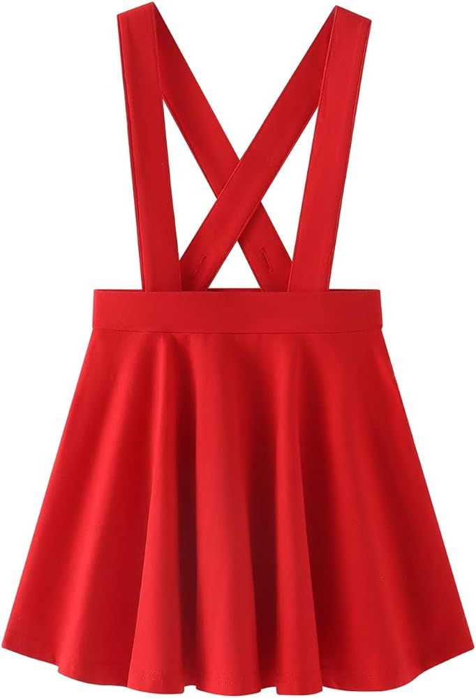 Noomelfish Girls Suspender Skater Skirt Stretchy Cotton Flared Overall Dress (5-12 Years) | Amazon (US)