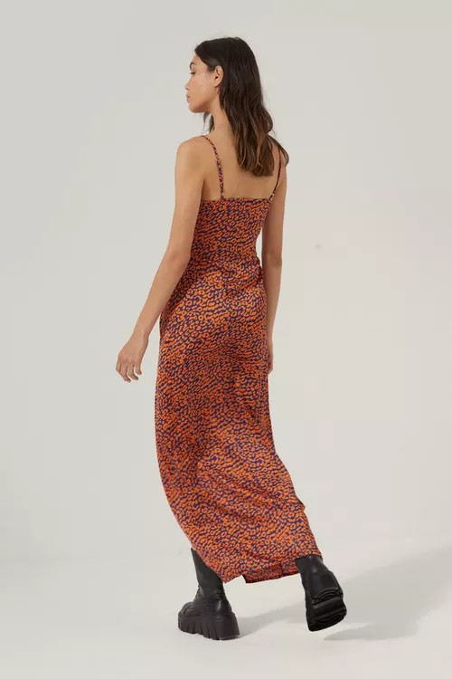 Cheetah Satin Cowl Neck Maxi Dress | Nasty Gal (US)
