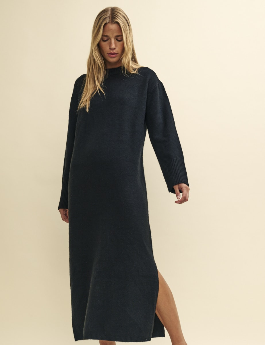 Black Oversized Knitted Maxi Dress | Nobody's Child