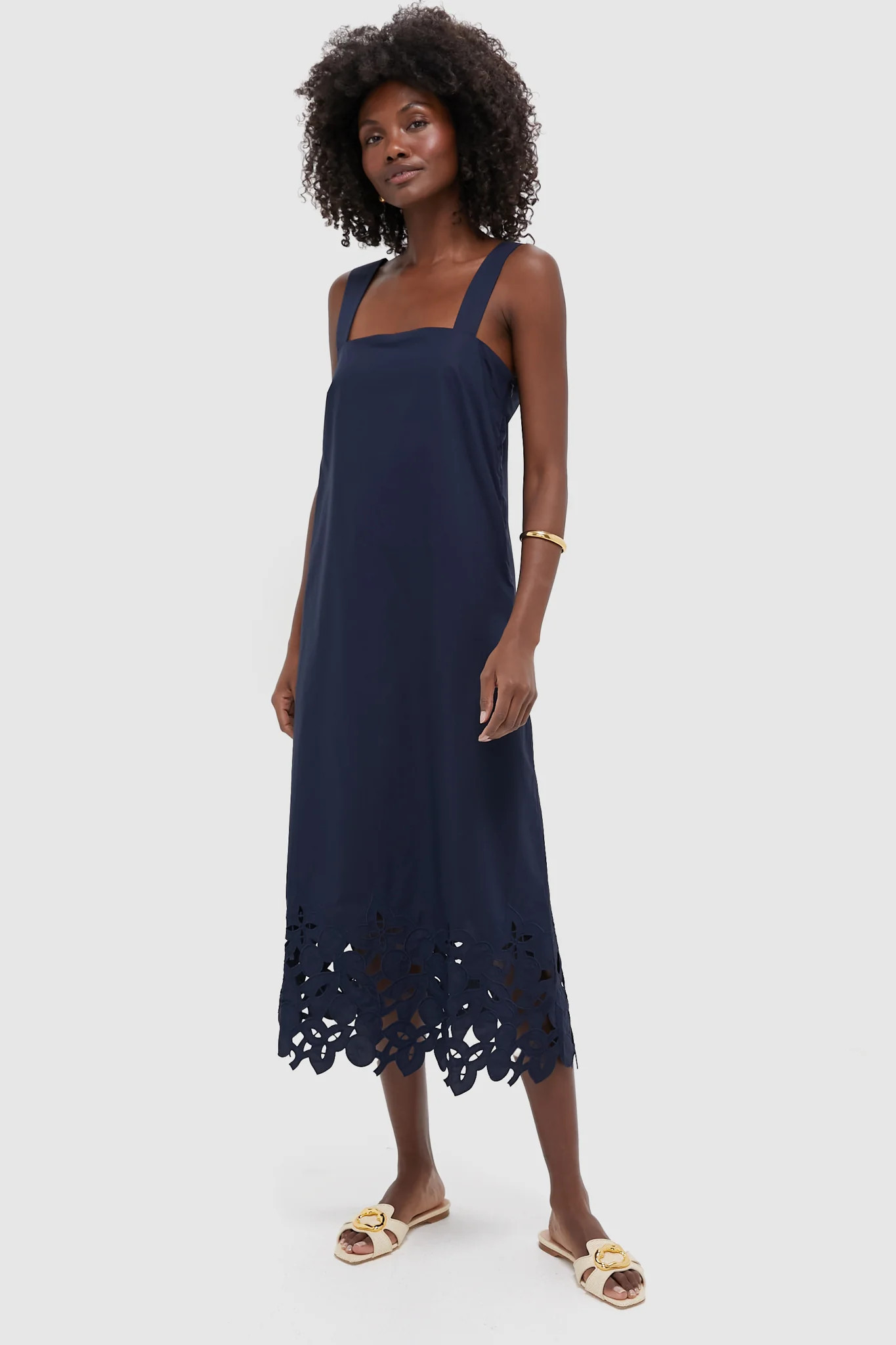 Navy Cotton Eyelet Moria Dress | Tuckernuck (US)
