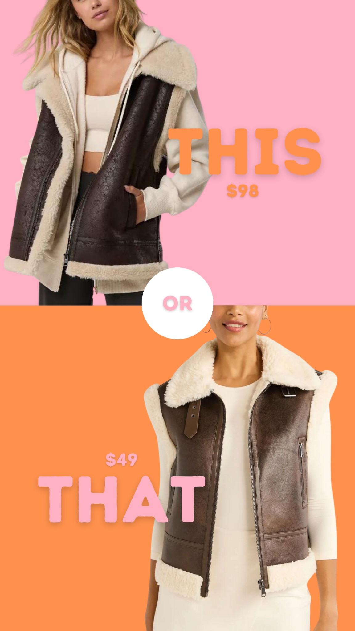 This or That Sherpa vest.. 

#LTKStyleTip #LTKSeasonal #LTKFindsUnder50