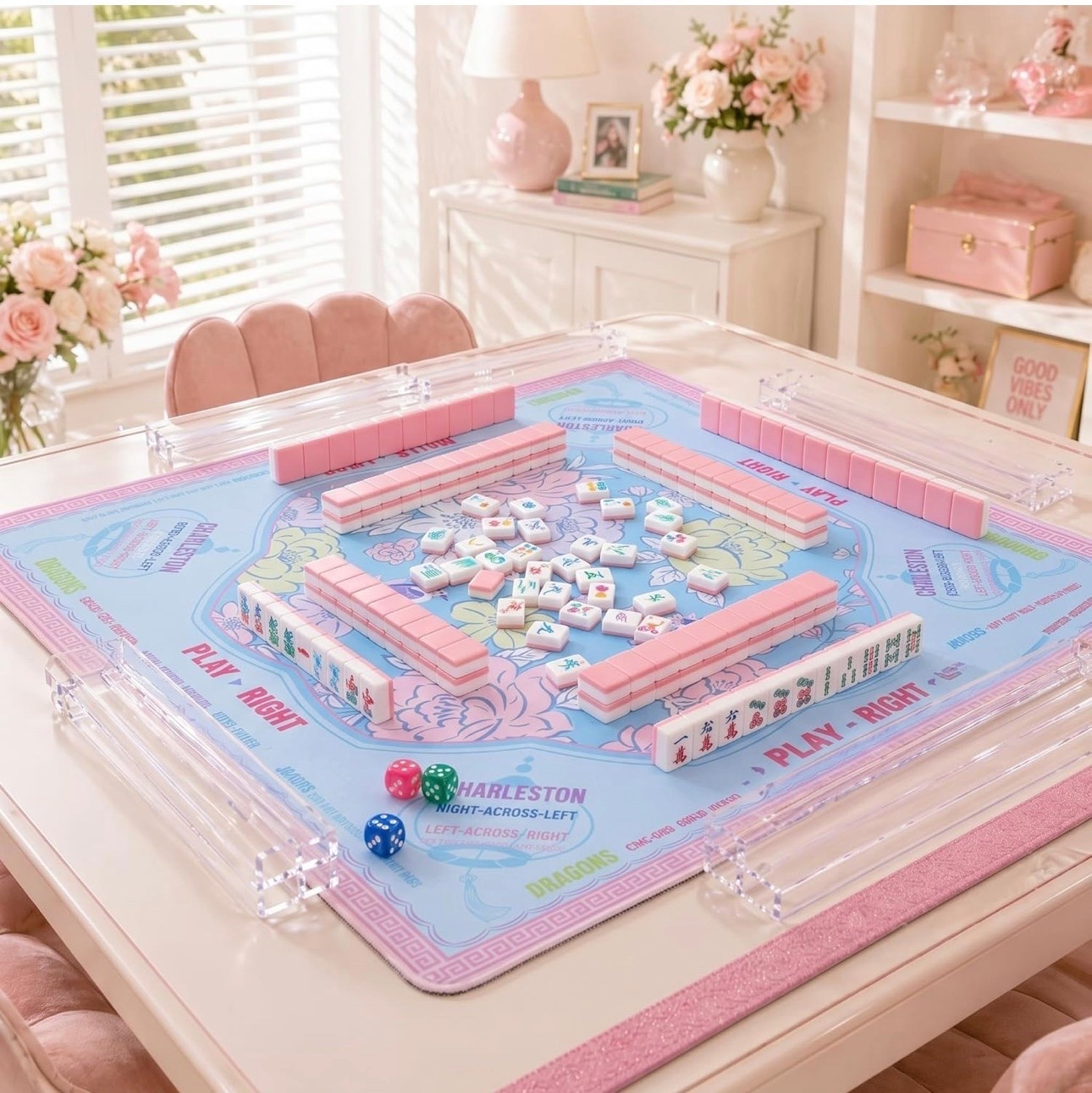 Mahjong set, pink mahjong set, girlie mahjong set