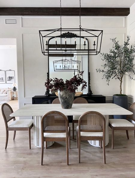 Dining room inspo 
Dining table 
Dining chairs
Sideboard 
Anthro mirror 
Chandelier 

#LTKhome