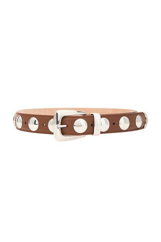 KHAITE Benny 30mm Stud Belt in Dark Tan - Brown. Size 70 (also in 75, 80, 85, 90). | FWRD 