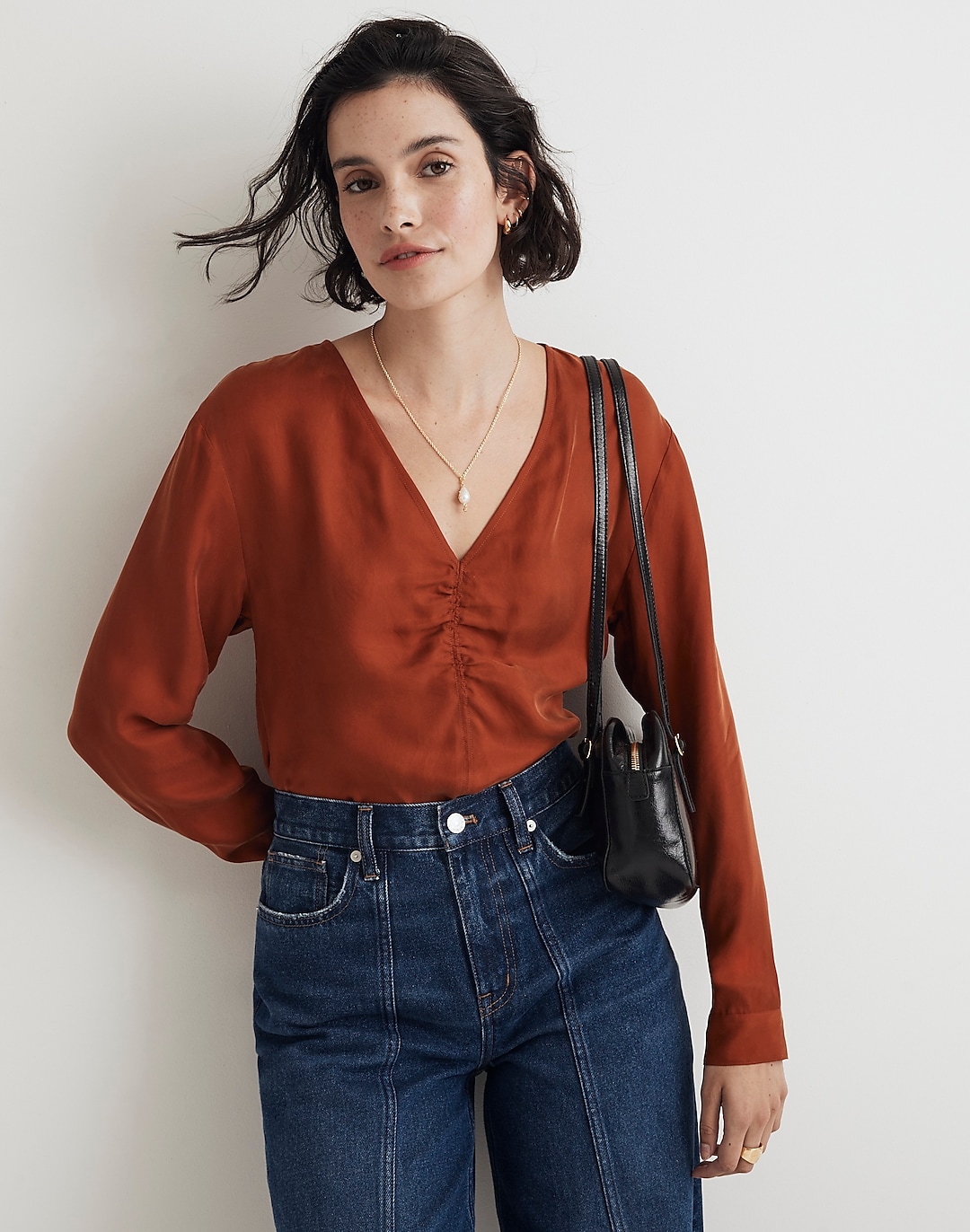 Brushed Ruched-Front Top | Madewell