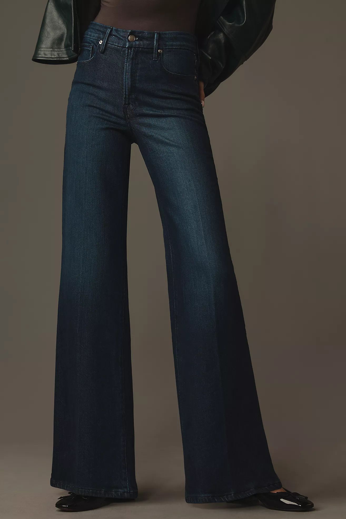 Good American Good Waist High-Rise Palazzo Jeans | Anthropologie (US)