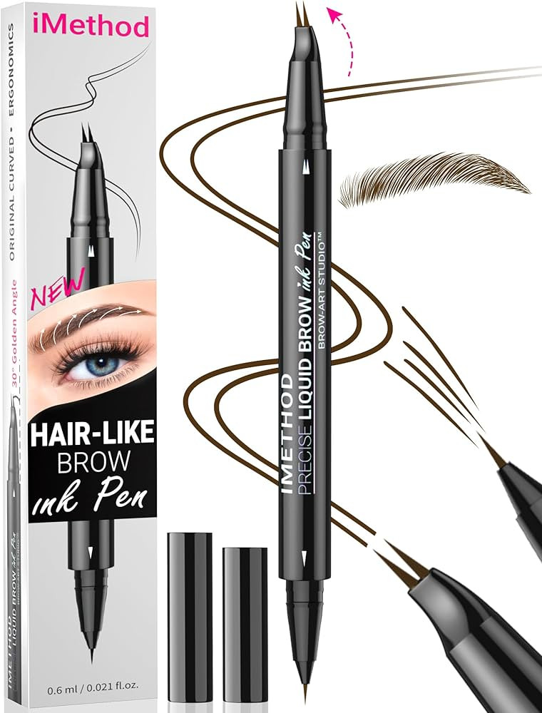 iMethod Curved Eyebrow Pen - Eyebrow Pencil, Brow Pencil 2-in-1 Dual-Ended Microblading Eyebrow P... | Amazon (US)