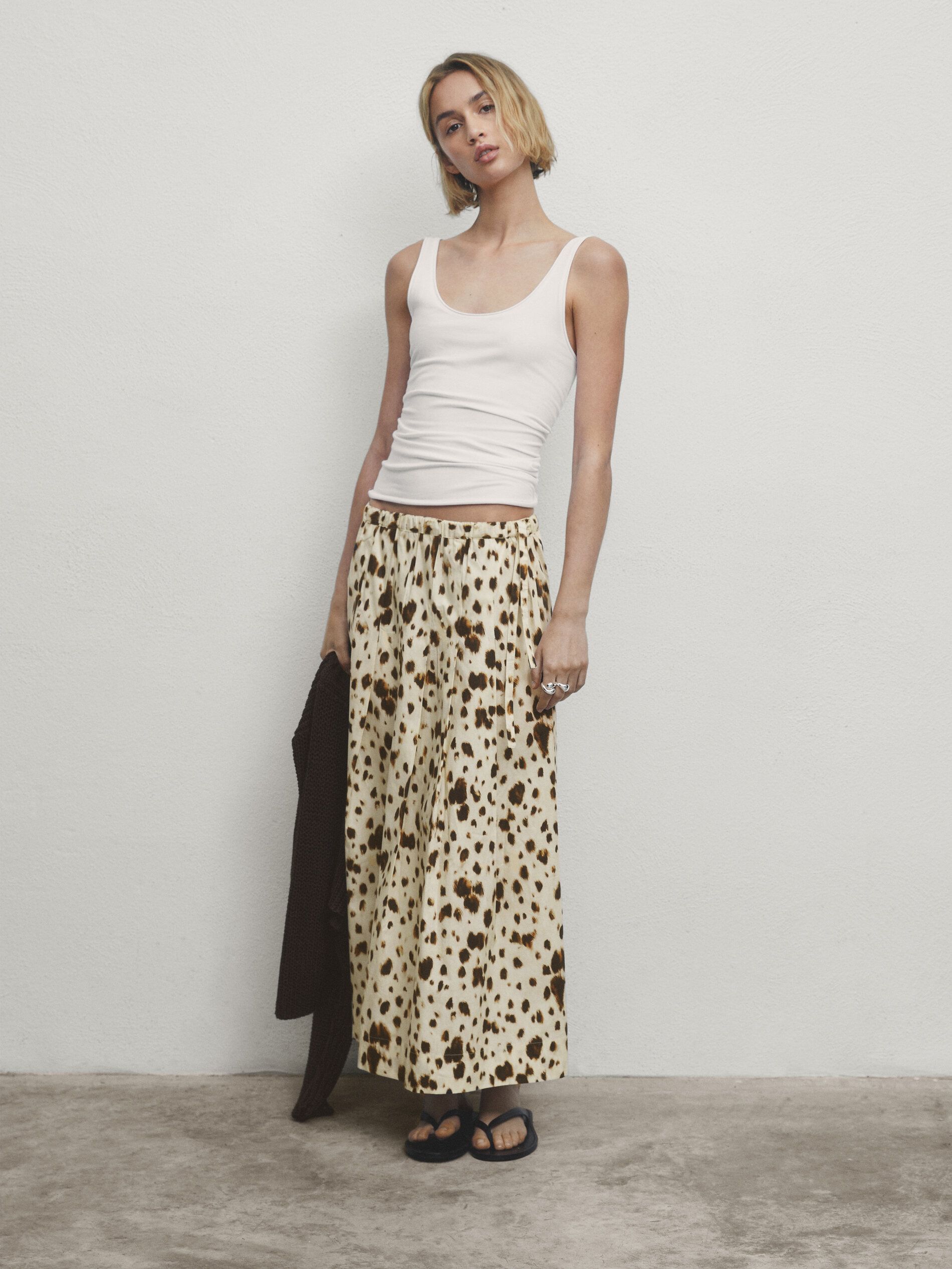 Long flared animal print skirt | Massimo Dutti (US)