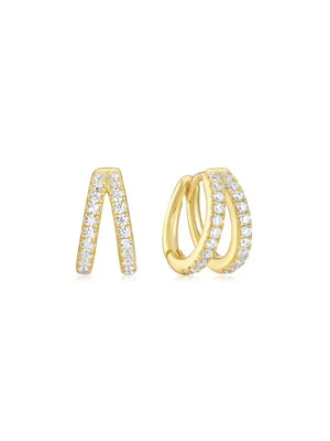 Ava CZ Huggie Earrings | leMel