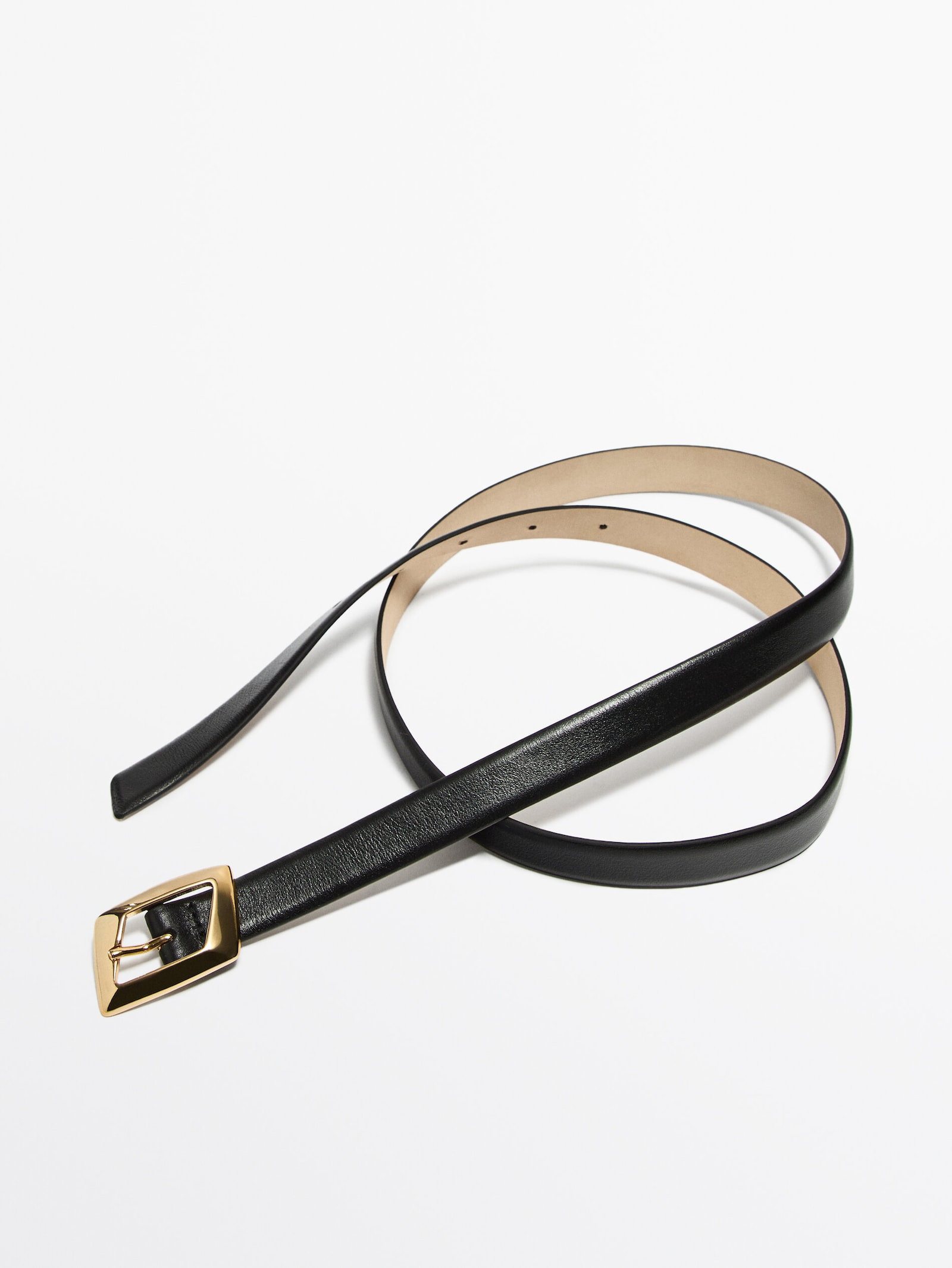 Wide belt with rectangular buckle - Studio | Massimo Dutti UK