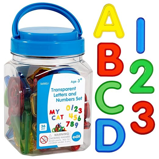 edxeducation Transparent Letters and Numbers - Mini Jar - Colorful, Plastic Letters and Numbers -... | Amazon (US)