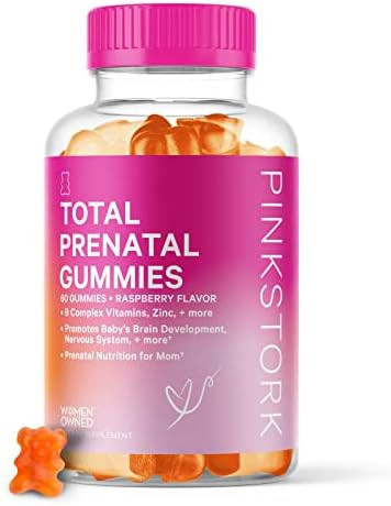 Pink Stork Total Prenatal Gummies: Raspberry Prenatal Vitamin Gummy, B Vitamins, Folate, Iron, Pregn | Amazon (US)