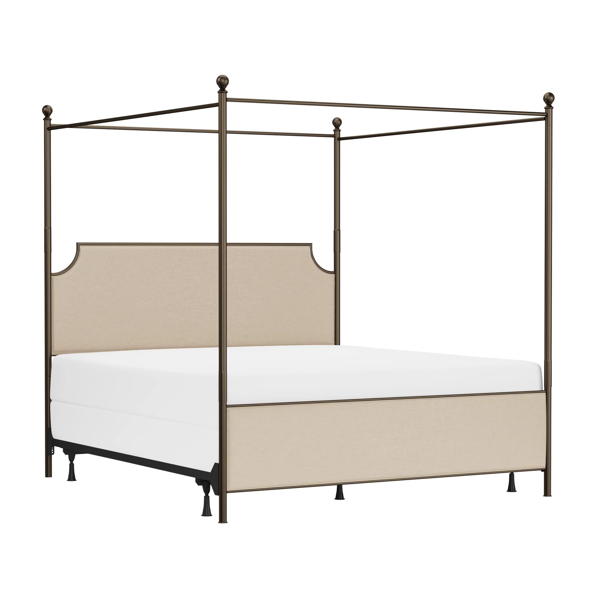 Hillsdale Furniture McArthur Metal Upholstered Canopy King Bed, Bronze with Linen | Walmart (US)