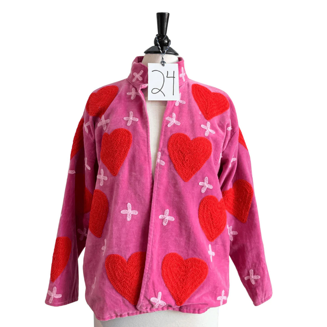Embroidered Velvet Jacket Hot Pink | INK+ALLOY