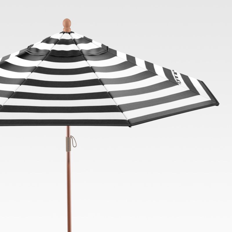 9' Sunbrella Black Cabana Stripe Outdoor Patio Umbrella with Eucalyptus Frame + Reviews | Crate &... | Crate & Barrel