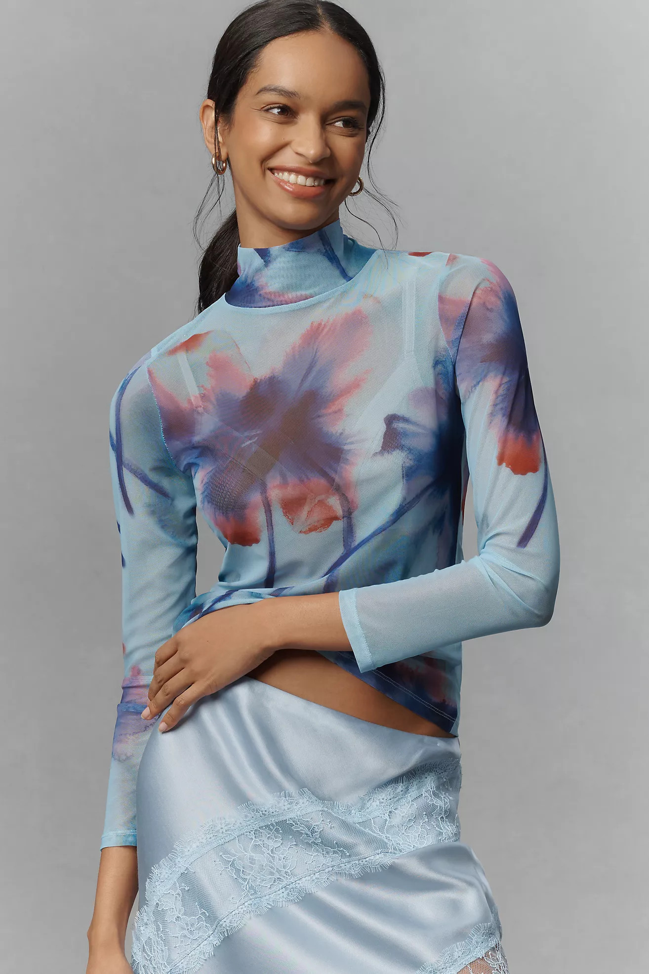 By Anthropologie Mesh Turtleneck Top | Anthropologie (US)