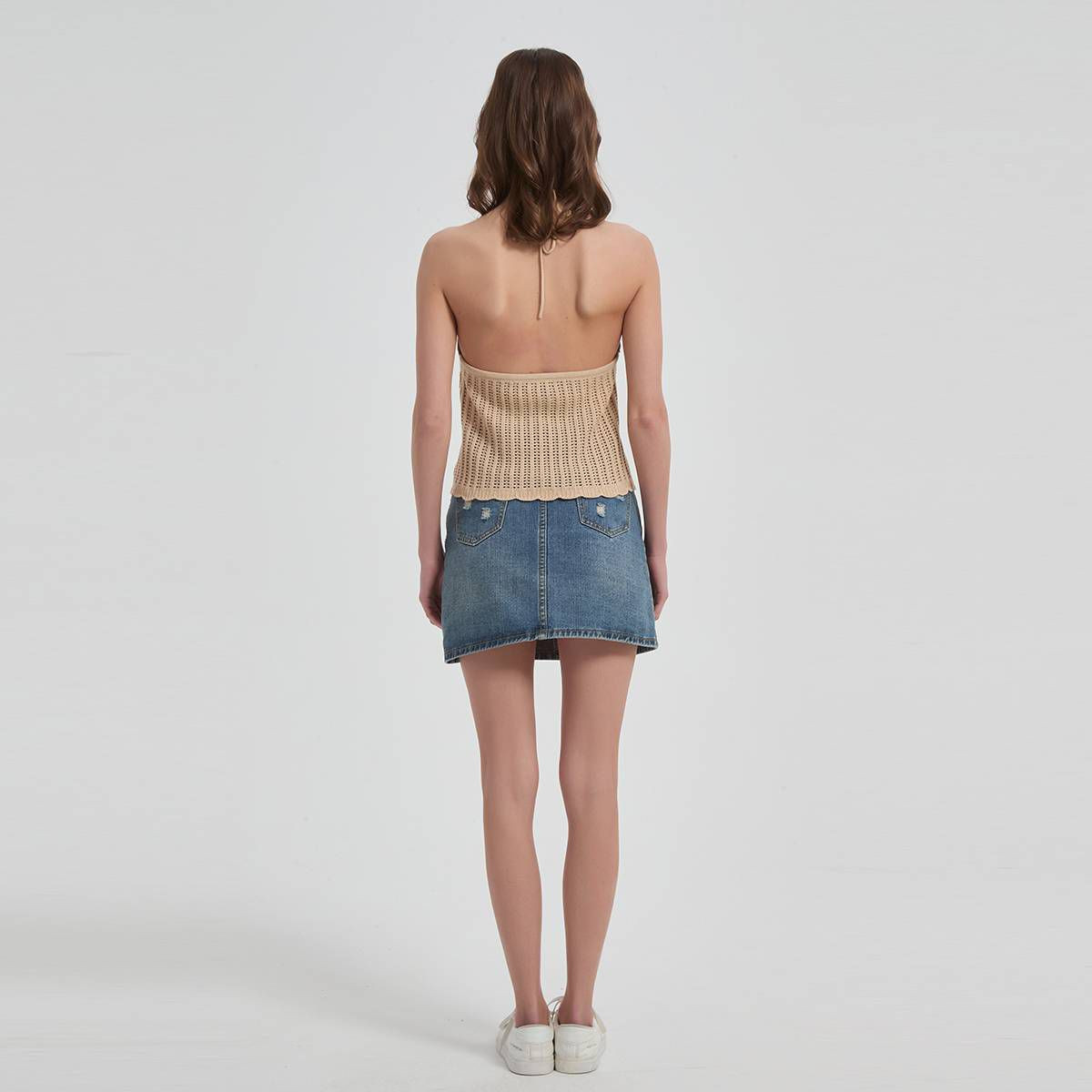 Women's Scalloped Halter Top - Wild Fable™ Tan XS | Target