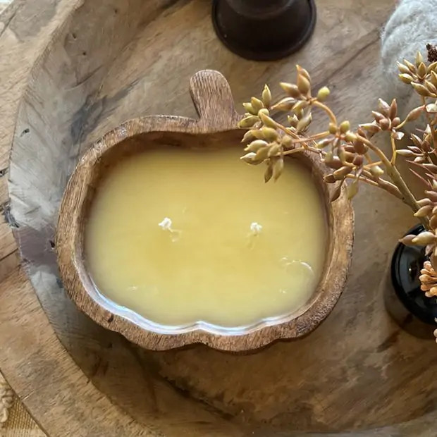 Heirloom Pumpkin Shaped Dough Bowl Candle | Antique Farm House