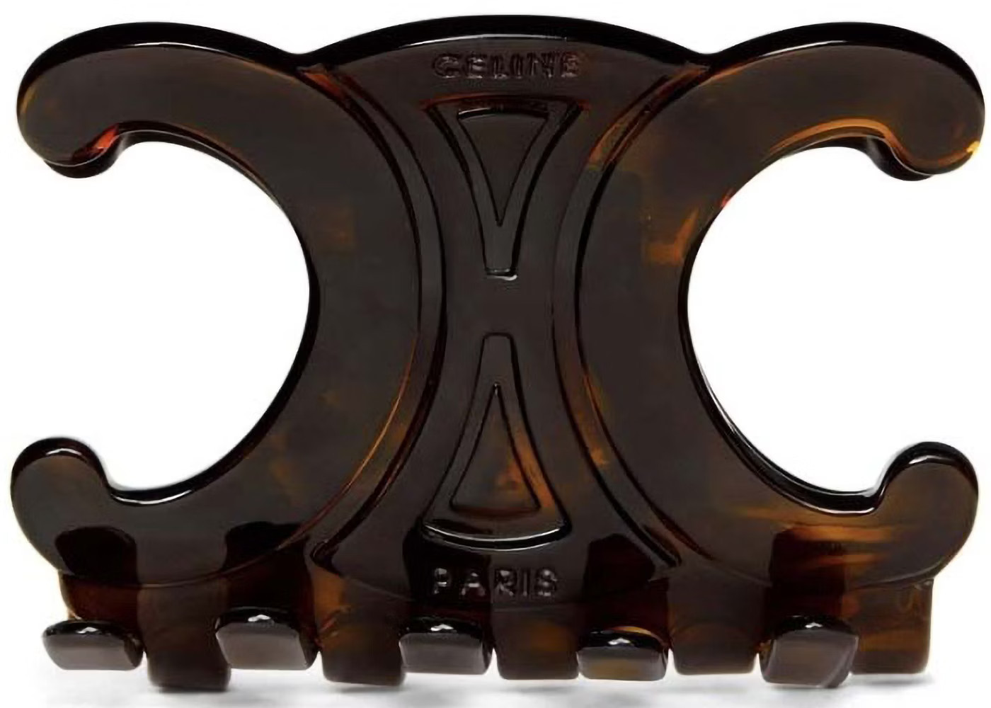 Women's Celine Triomphe Large Hair Claw in Dark Havana | StockX