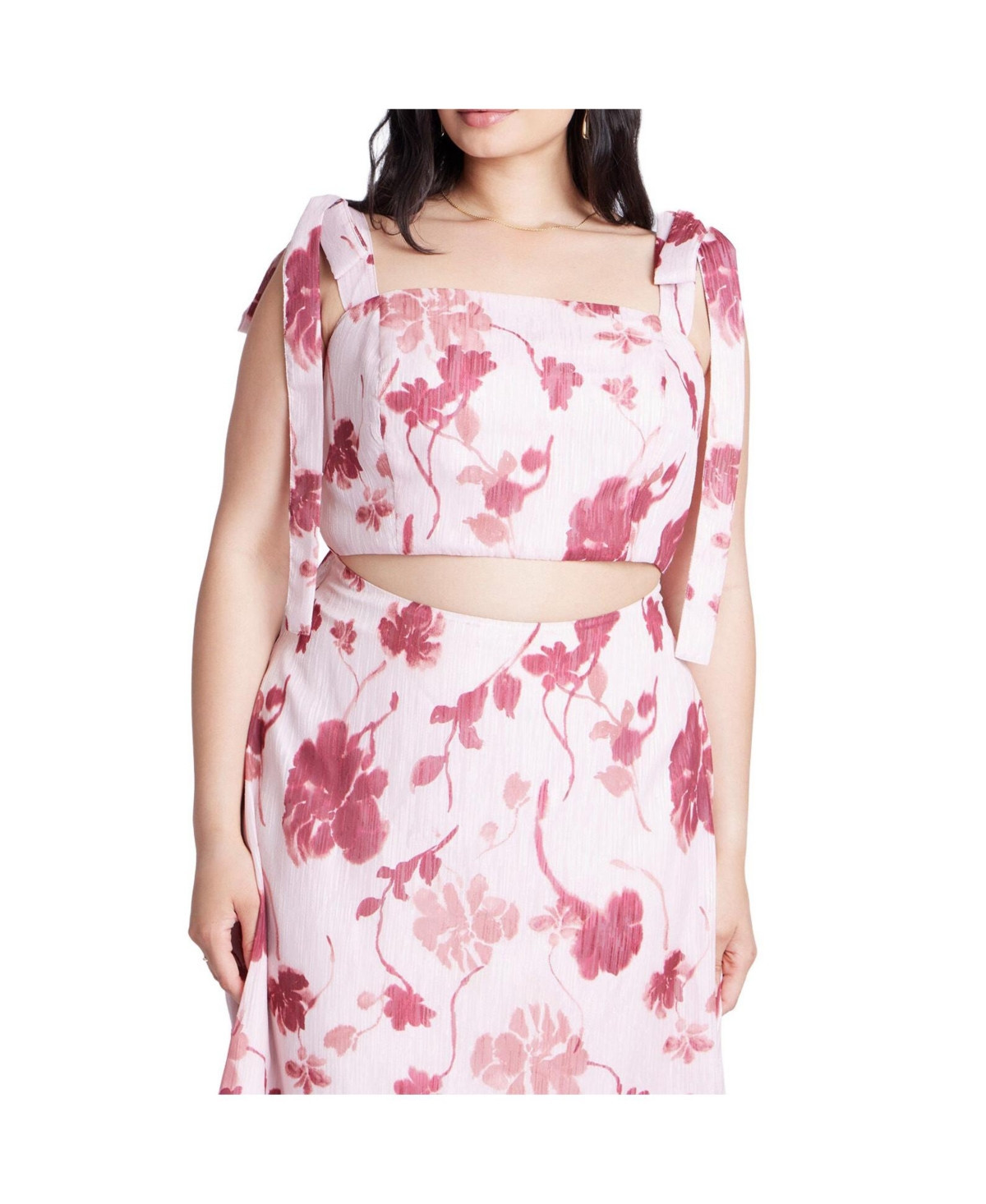 Eloquii Women's Plus Size Floral Crop Top - Blooms of pink | Macy's