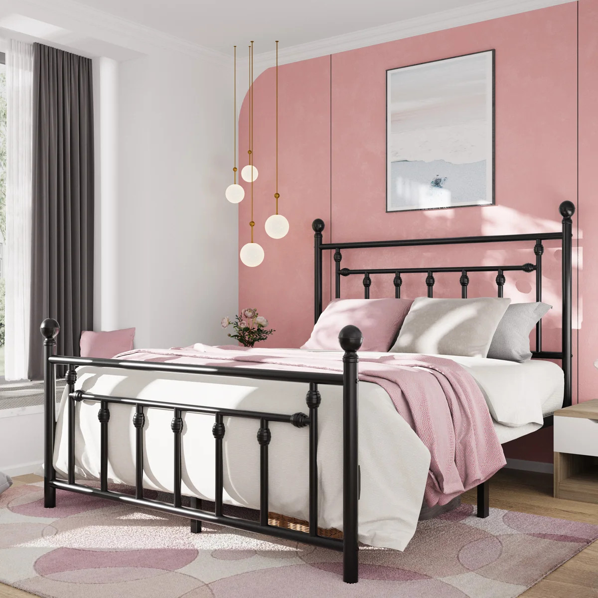 Edsall Metal Platform Bed with Slatted Headboard and Footboard | Wayfair North America