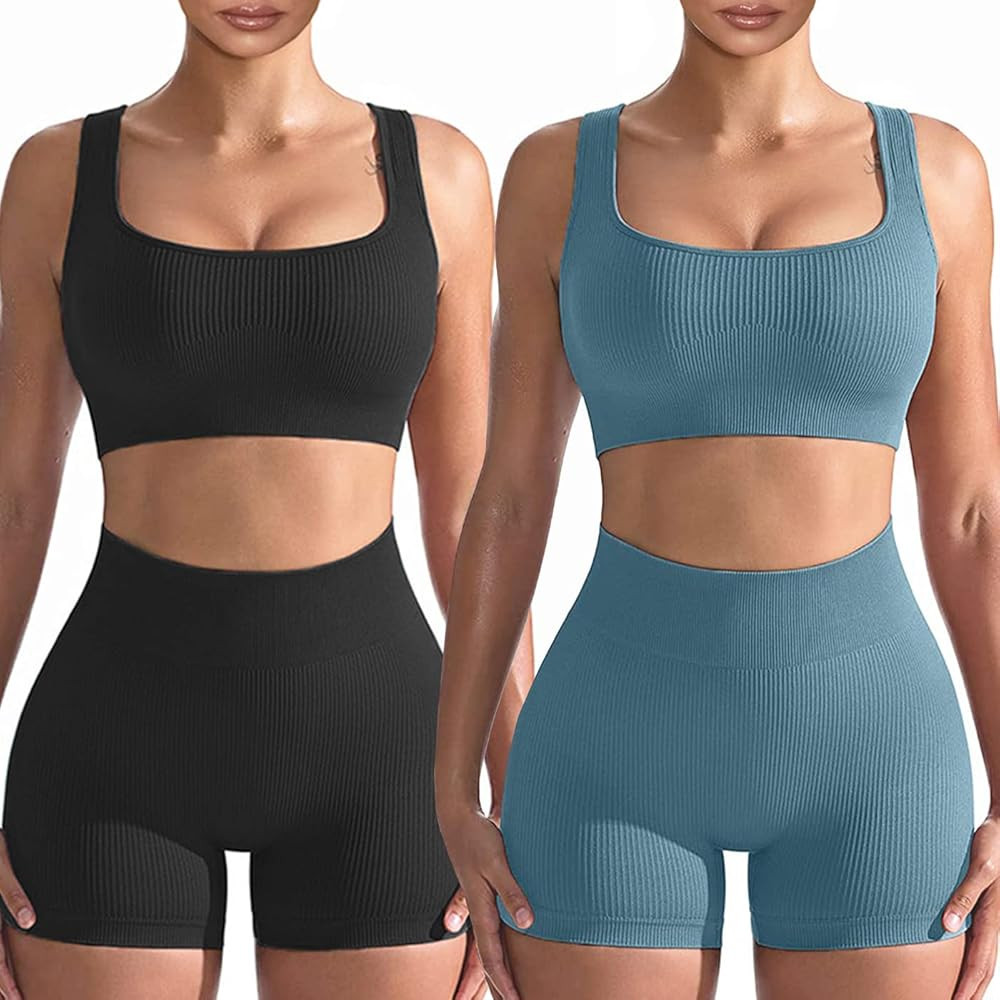 Workout Sets for Women 2 Piece, Cute YOGA Workout Set, Two Piece Workout Outfits,2 Pack | Amazon (US)