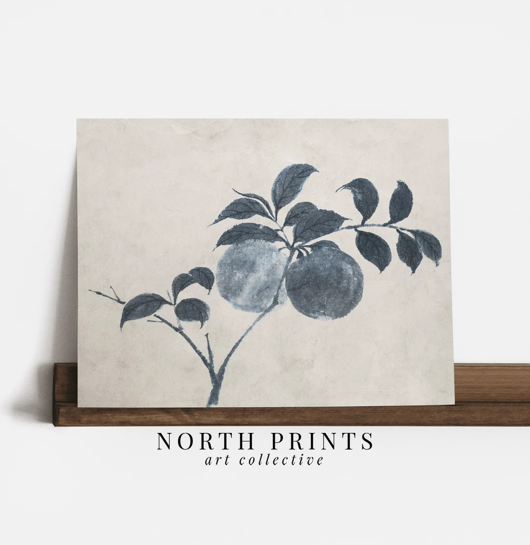 Blue Minimal Kitchen Apple Tree Wall Art Print | Vintage Zen Botanical PRINTABLE Wall Decor Digit... | Etsy (US)