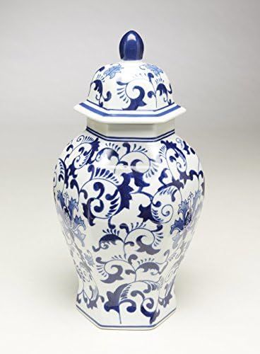 AA Importing 59805 14 Inch Hexagon Blue & White Ginger Jar | Amazon (US)