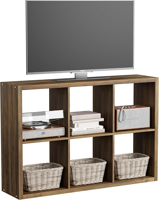 6 Cube Storage Organizer, 2x3 Cube Bookshelf, Cubby Storage Shelf, Wooden Organizer Shelf with Th... | Amazon (US)