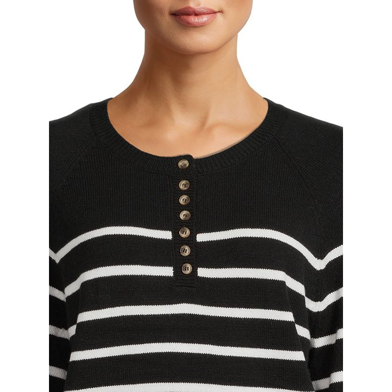 Time and Tru Women's Long Sleeve Henley Sweater | Walmart (US)