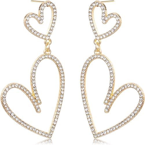 MODRSA Heart Earrings for Women Red Heart Earrings Heart Hoop Earrings Gold Heart Earrings Dangle... | Amazon (US)