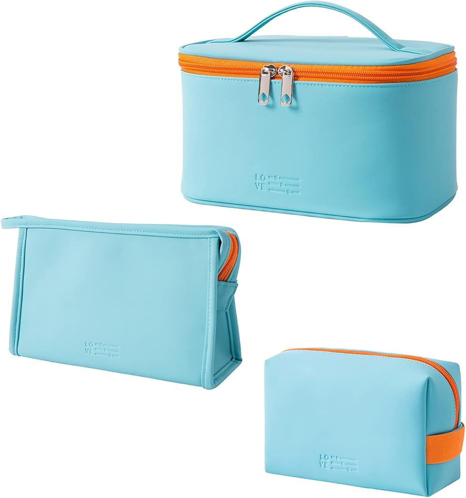 Cosmetic Bag Makeup Bag for Purse Pouch Travel Beauty Zipper Organizer Bag Gifts for Girl Women, PU  | Amazon (US)