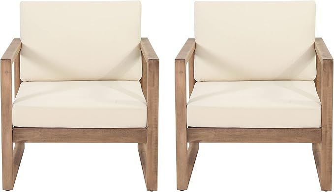 Christopher Knight Home Stefan Club Chair, Beige + Brown Wash | Amazon (US)