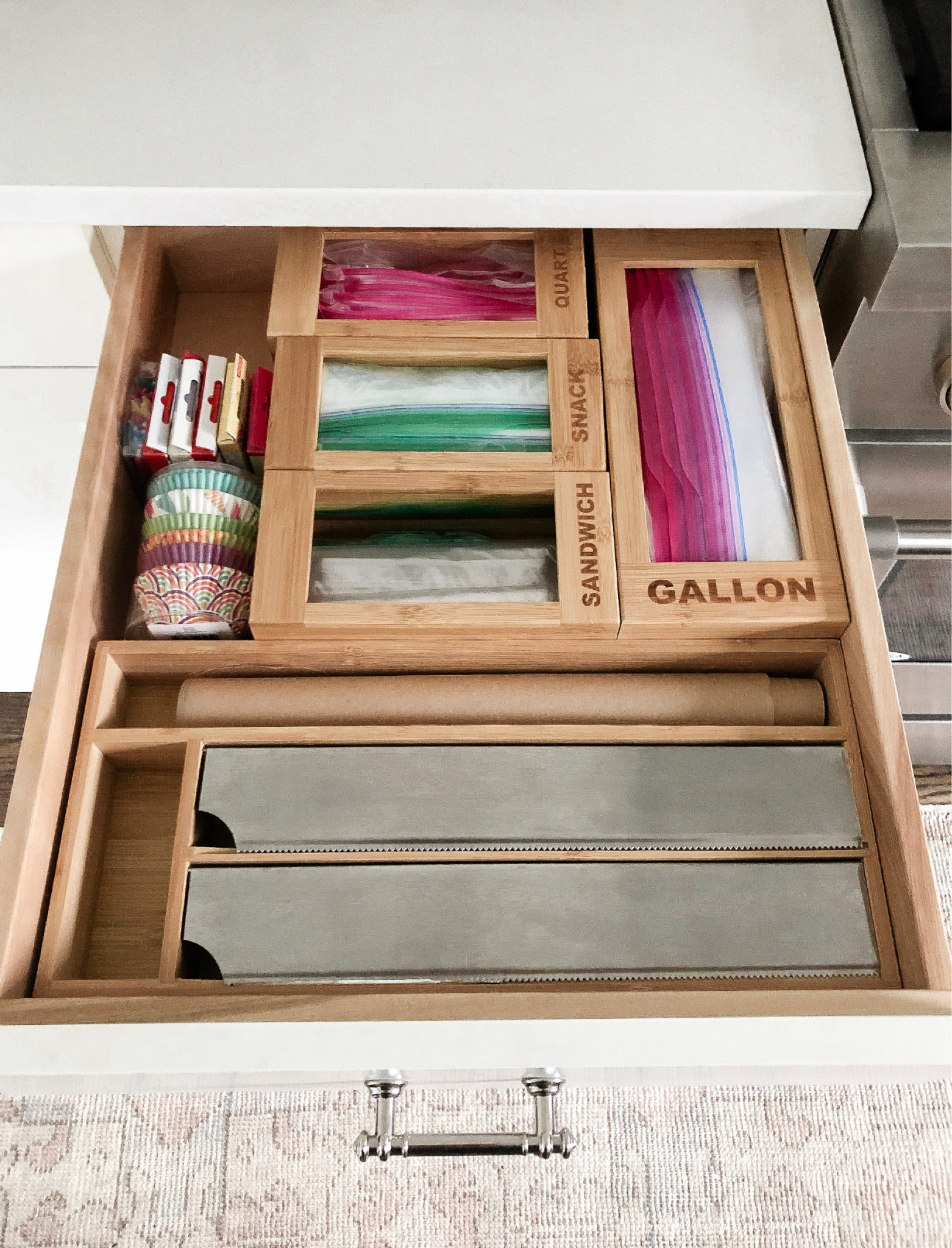 Since I’m organizing every closet in our house, the kitchen is next! I love these plastic bag and tinfoil / cling wrap organizers. They fit perfectly and everything has a place! 

#LTKfindsunder50 #LTKSeasonal #LTKhome