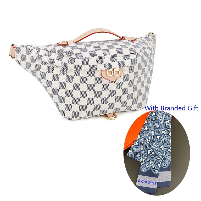 RICHPORTS Checkered Tote Waist Pocket Shoulder Bag with inner pouch - PU Vegan Leather | Walmart (US)