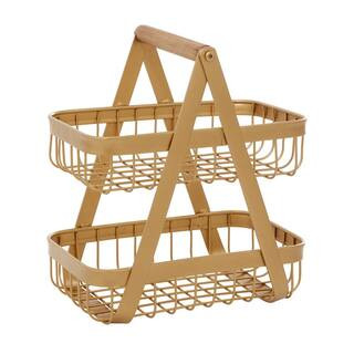Litton Lane Gold Modern Metal Storage Basket 12 in. x 11 in. x 7 in. 63619 - The Home Depot | The Home Depot