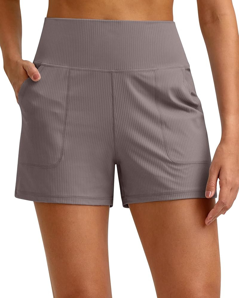 G4Free Ribbed Stretchy Womens Shorts Casual High Waisted Athletic Running Golf Lounge Shorts with... | Amazon (US)